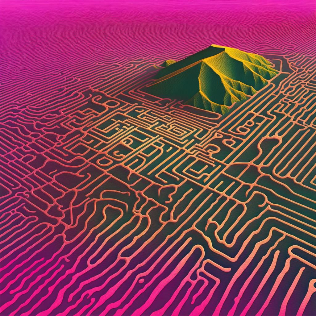 Nazca Lines in Vaporwave Style