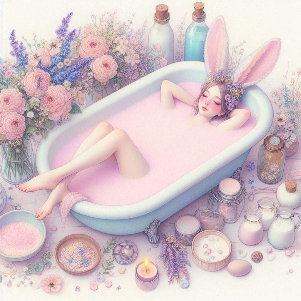 Pastel Flowers in Milk Bath Serenity