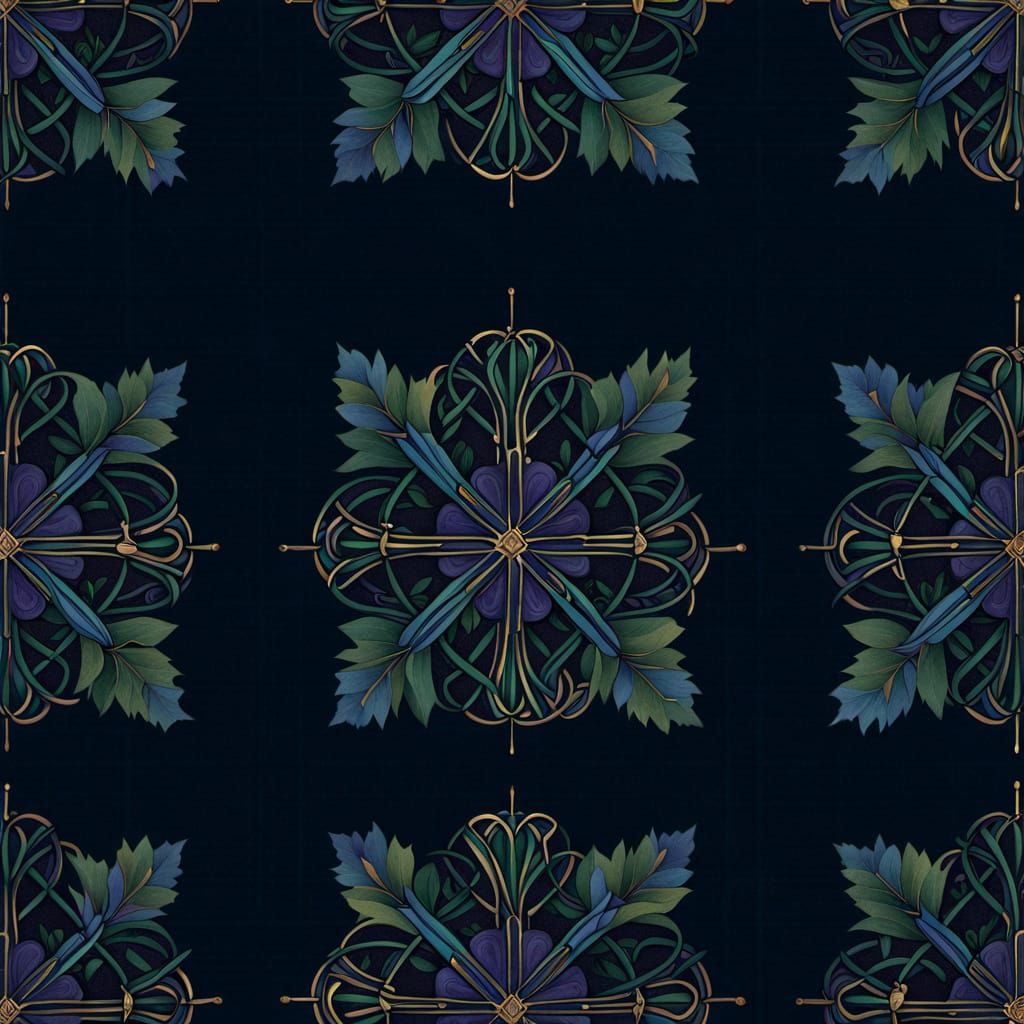 Golden Celtic Art Masterpiece with Whimsical Organic Shapes