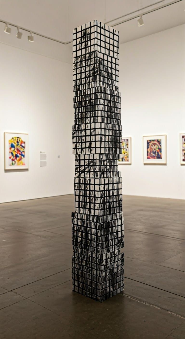 Urban Graffiti Mural on Stacked Rubik's Cubes