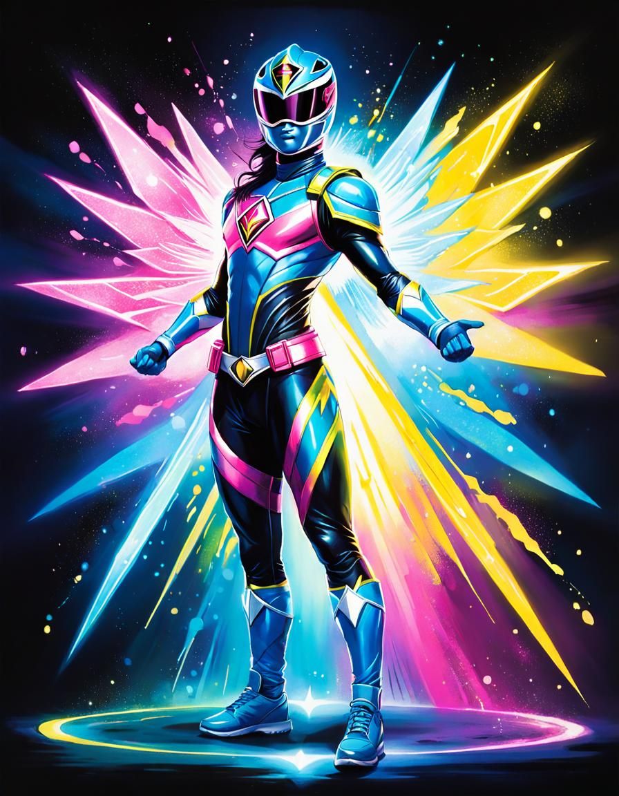 Celestialpunk Power Ranger with Luminous Colors