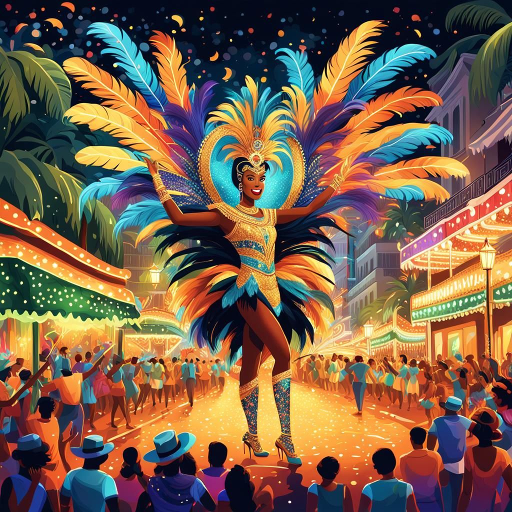 Rio Carnival Parade: Vibrant Digital Illustration