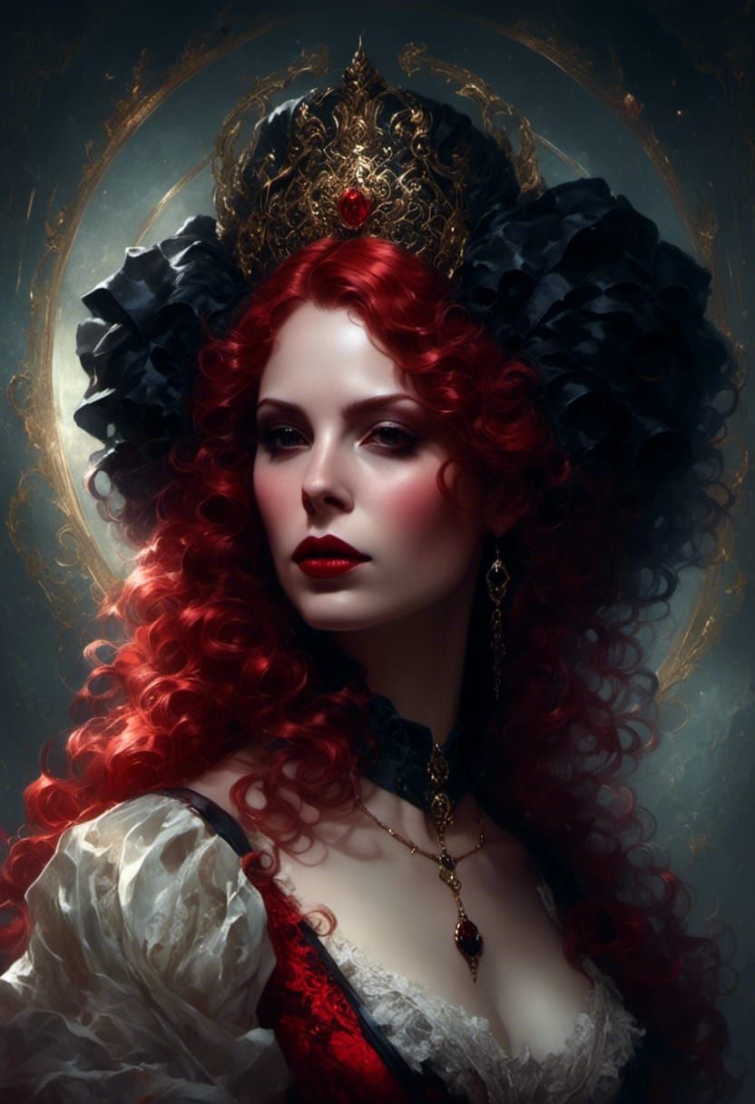 Victorian Vampire Portrait with Red Hair in Hyperrealism