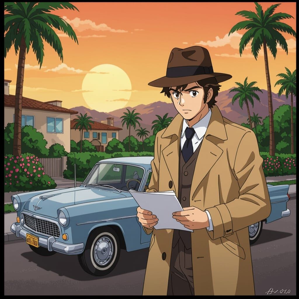 Anime Detective Columbo Investigates 1970s Beverly Hills