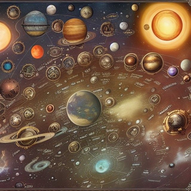 Steampunk Map of Fantasy Solar System in Comic Art