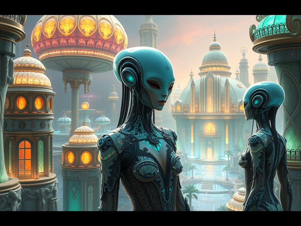 Sci-Fi Metropolis with Bioluminescent Gardens in 8K