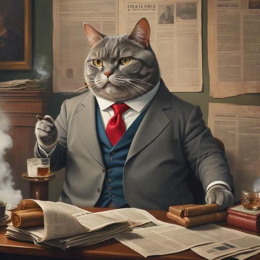 Humorous Fat Cat Businessman with Cigar