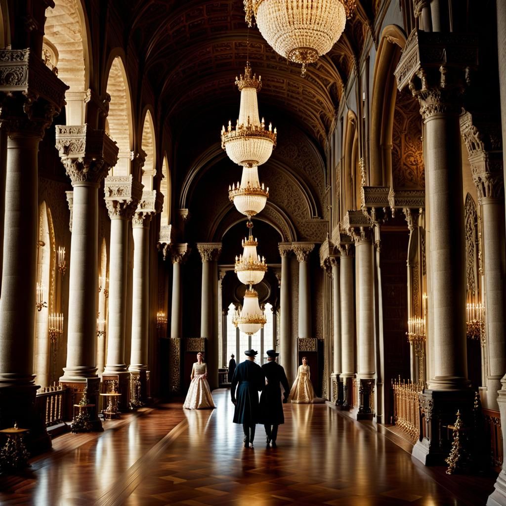 Medieval Castle Royal Couple in Grand Hall