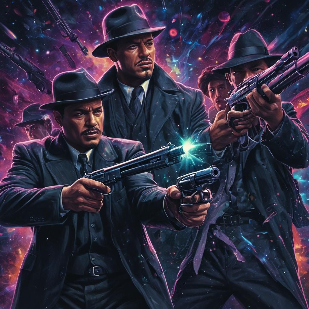 Color Noir Gunfight in Gangster Movie Style