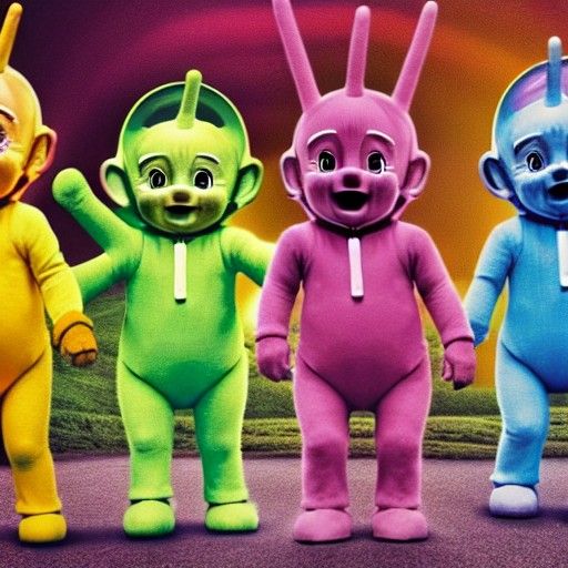 Hyperrealistic Teletubbies Horror Movie Cover in 8K