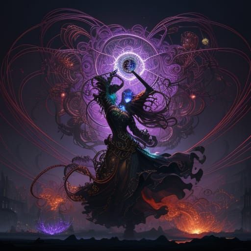 Dark Fantasy Masterpiece: Glowing Core Amidst Twisting Machi...