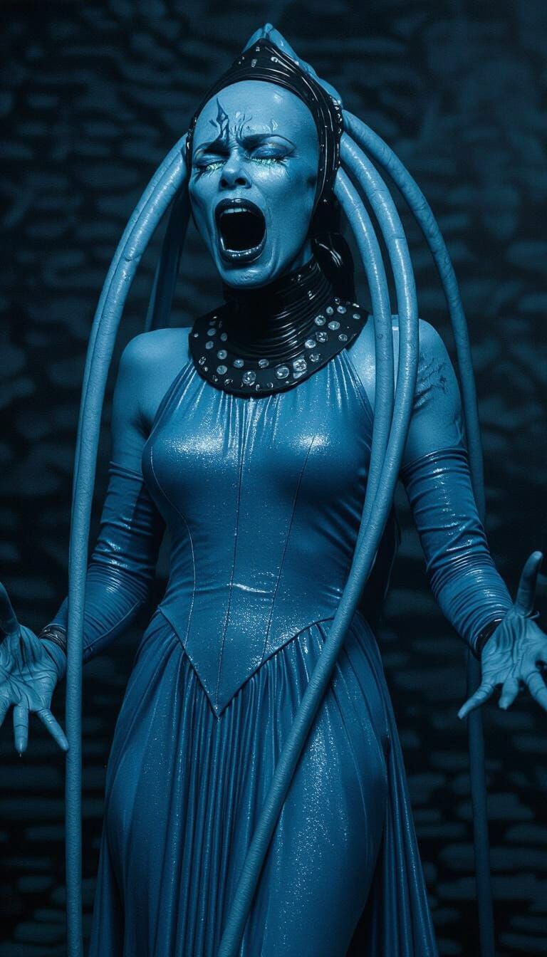 Diva in Blue Gown Sings Enchanting Song