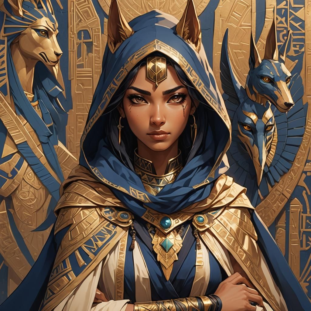 Egyptian Rogue with Anubis in Anime Style