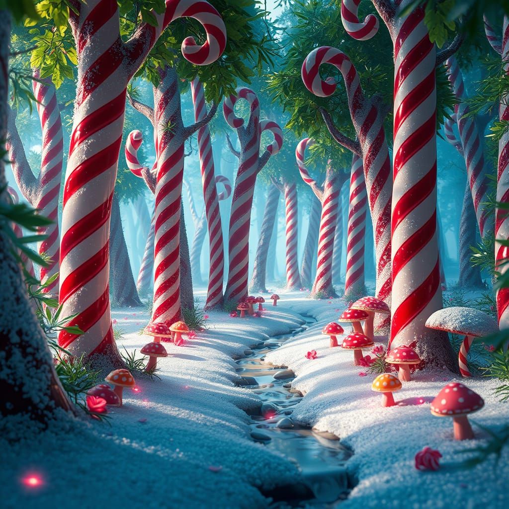 Candy Cane Forest with Gumdrop Mushrooms and Soda Stream
