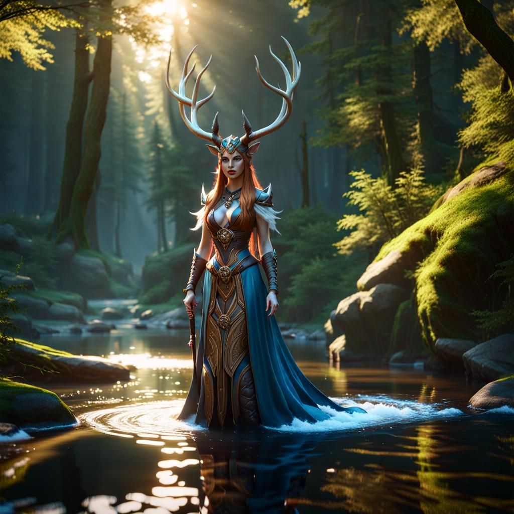 Demonic Deer Sorceress by Forest River in 3D