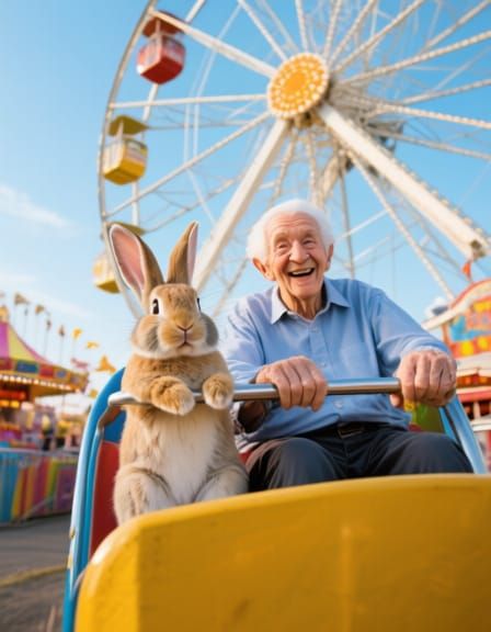 Rabbits Enjoying Ferris Wheel Ride at Fair