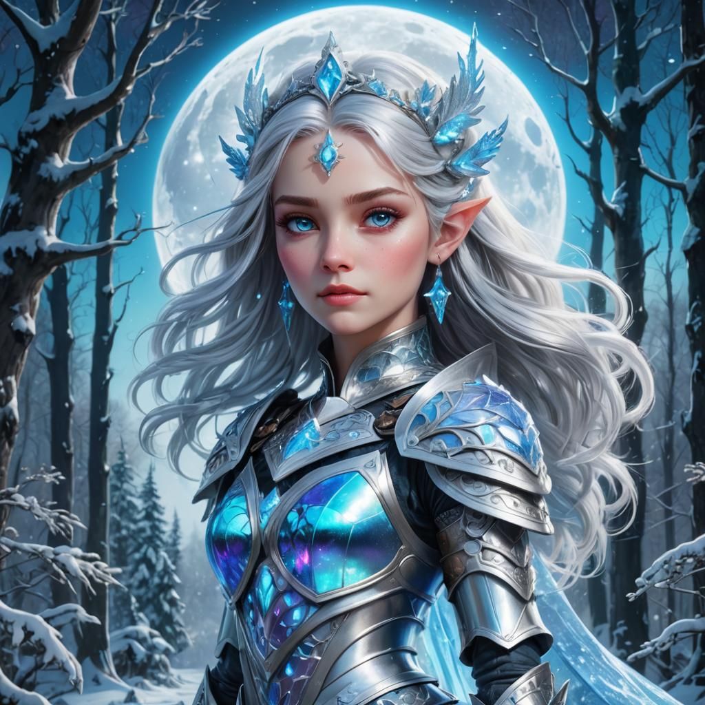 Highly detailed, beautiful fae princess. With silver hair an...