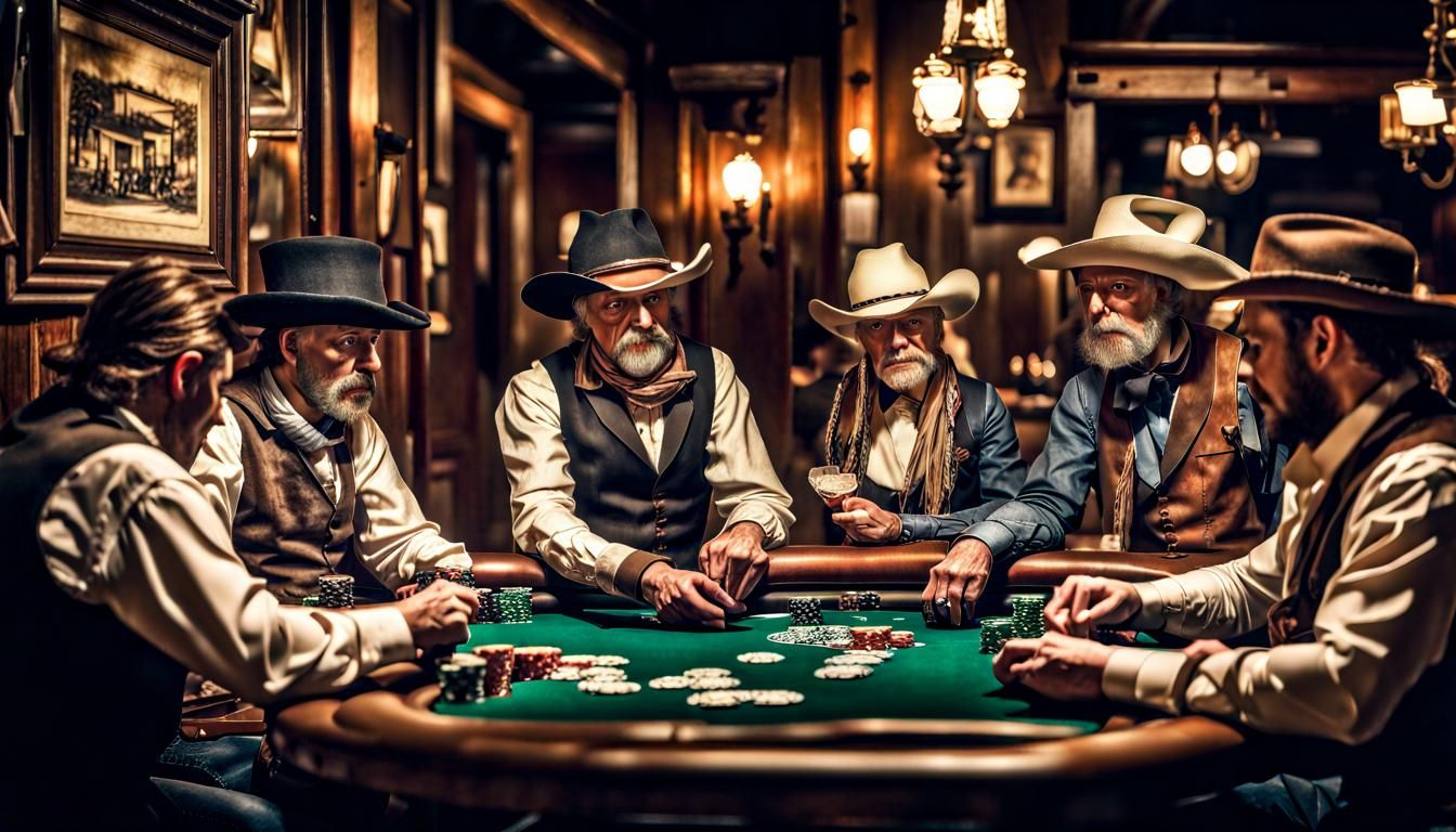 Old West Saloon Poker Game in Hyperrealism