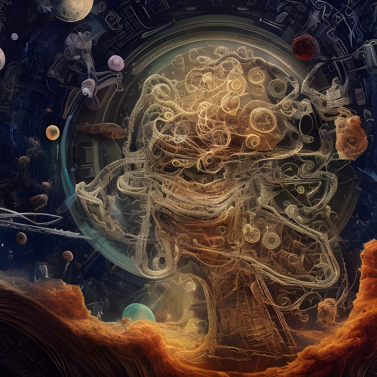 Cosmic Human Brain Deconstruction: Psychedelic Digital Art