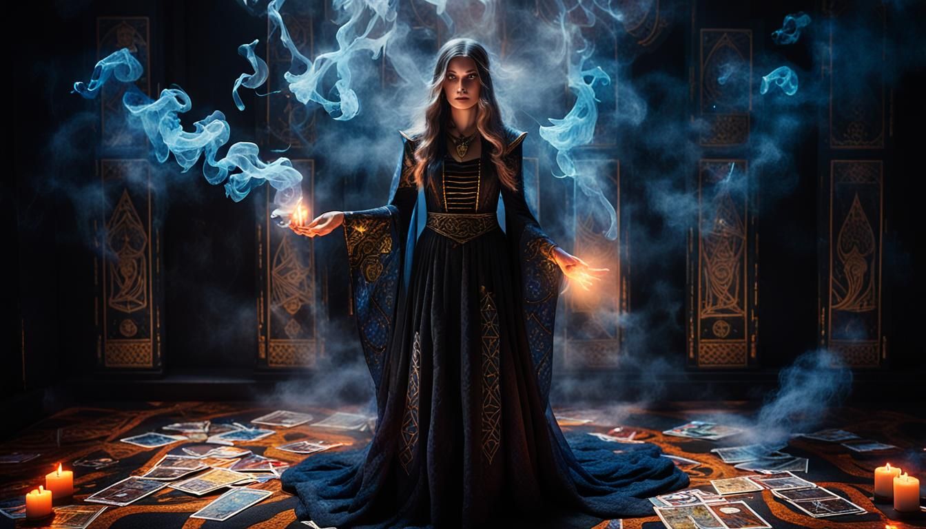 Mystical Sorceress Tarot Reading in Concept Art