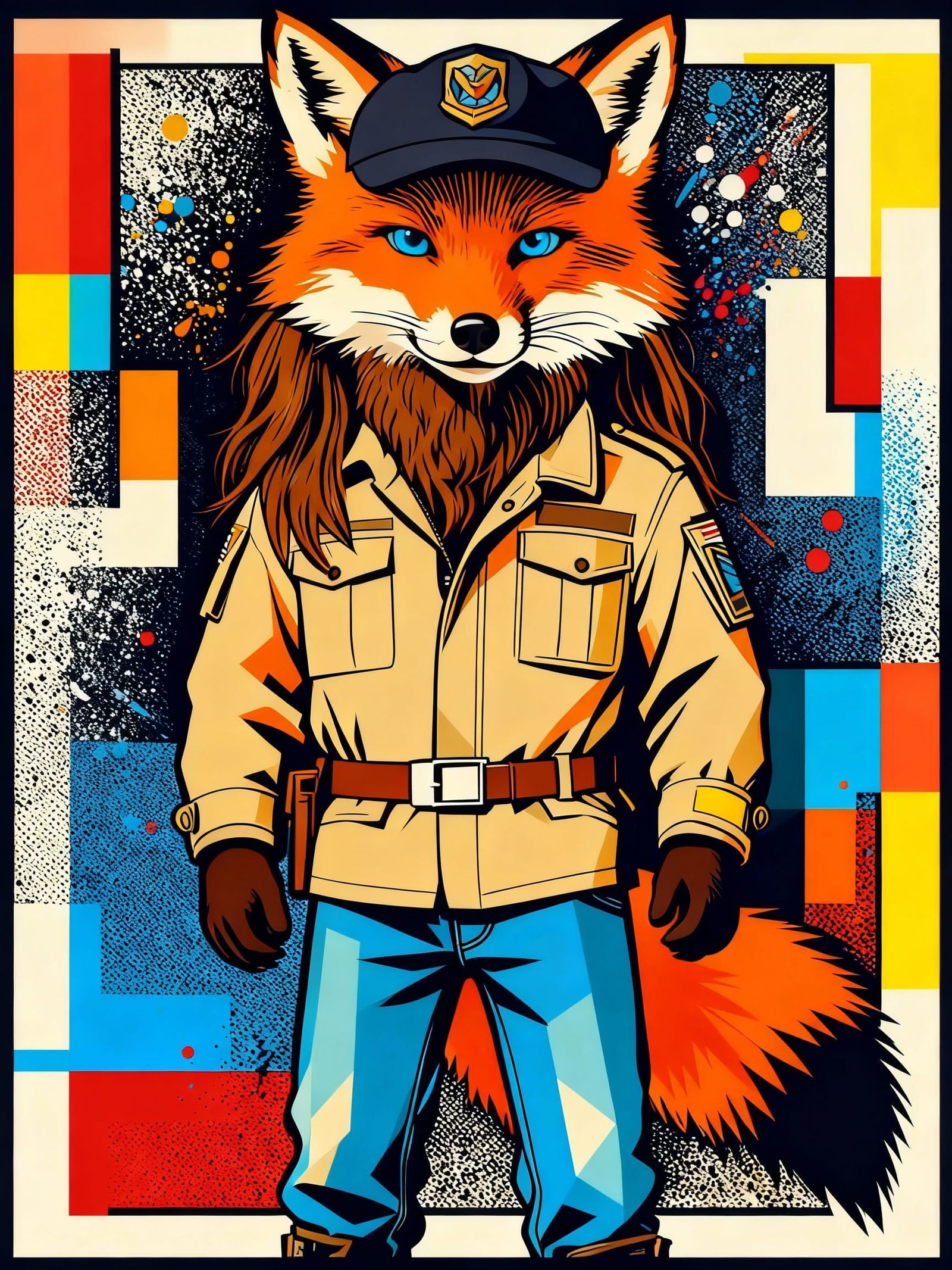 Character Portrait with Dark Cap and Brown Beard in Pop Art ...