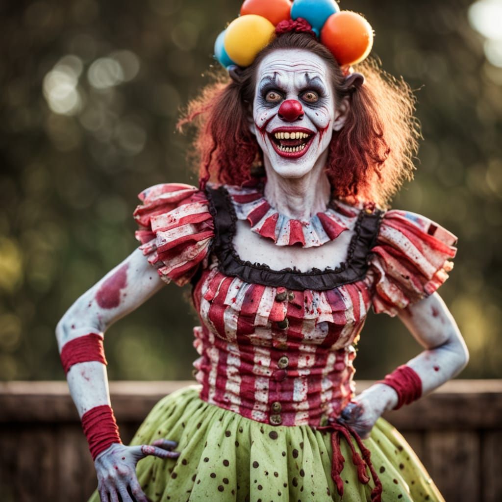 Grinning Zombie Monkey Clown Square Dancer