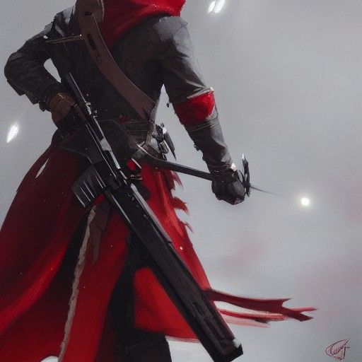 Sinister Warrior with Guns, Digital Art