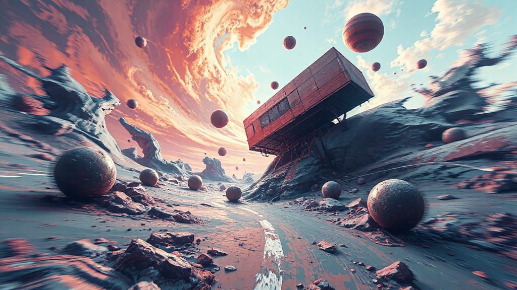 Surreal Abstract Distortion with Swirling Shapes