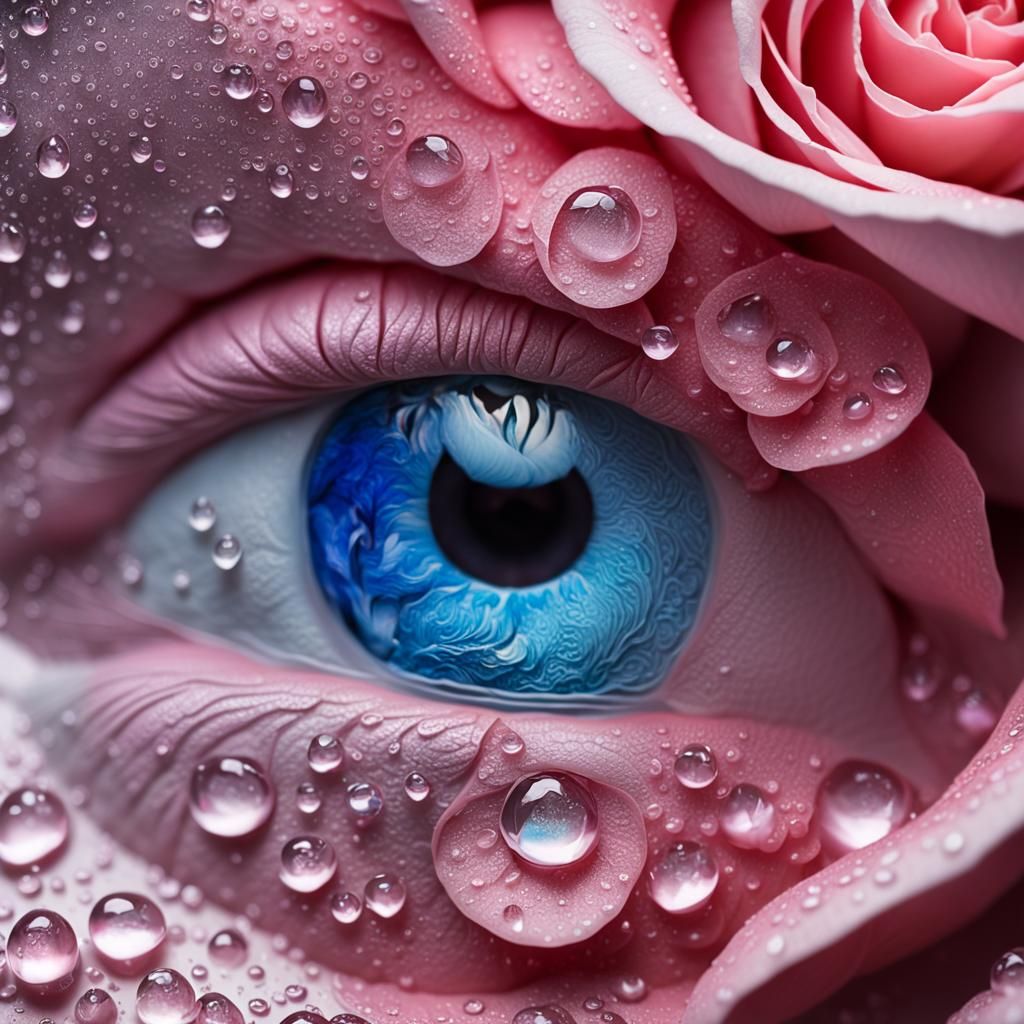Pink Rose with 3D Face: Photorealistic Macro Image