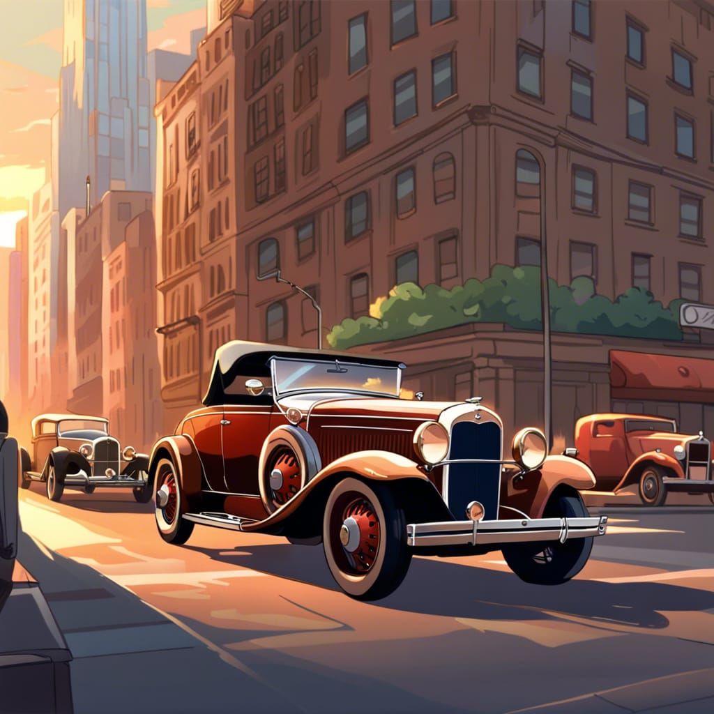 1930 Ford Roadster in Anime Style New York City