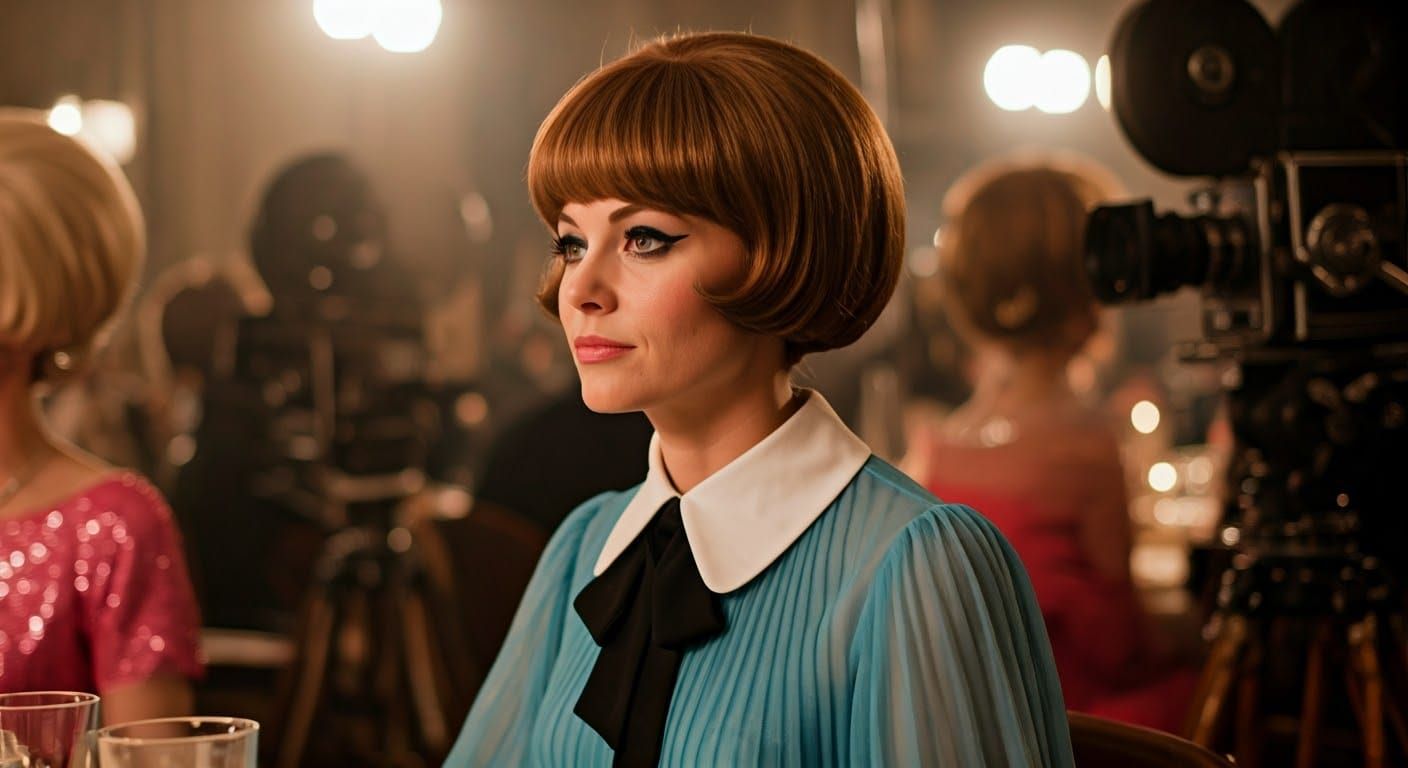 Elegant Woman at Media Dinner, 1960s Film Aesthetic