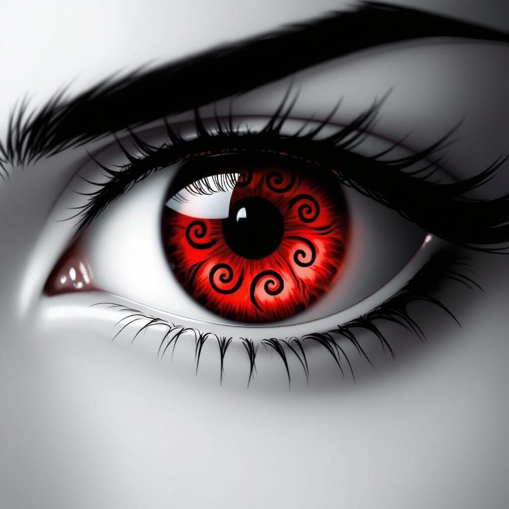 White Sharingan With Nine Tomoe On Black Background