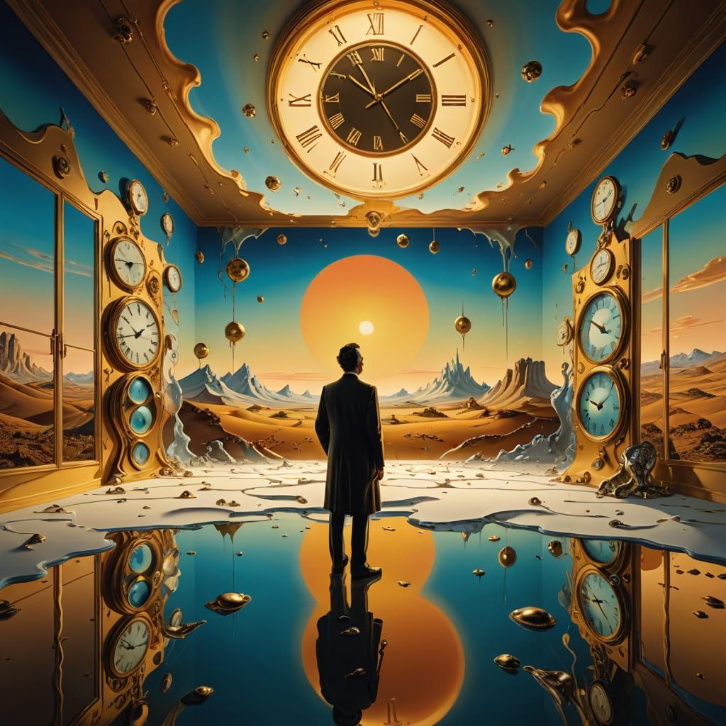 Surreal Dreamscape with Melting Clocks