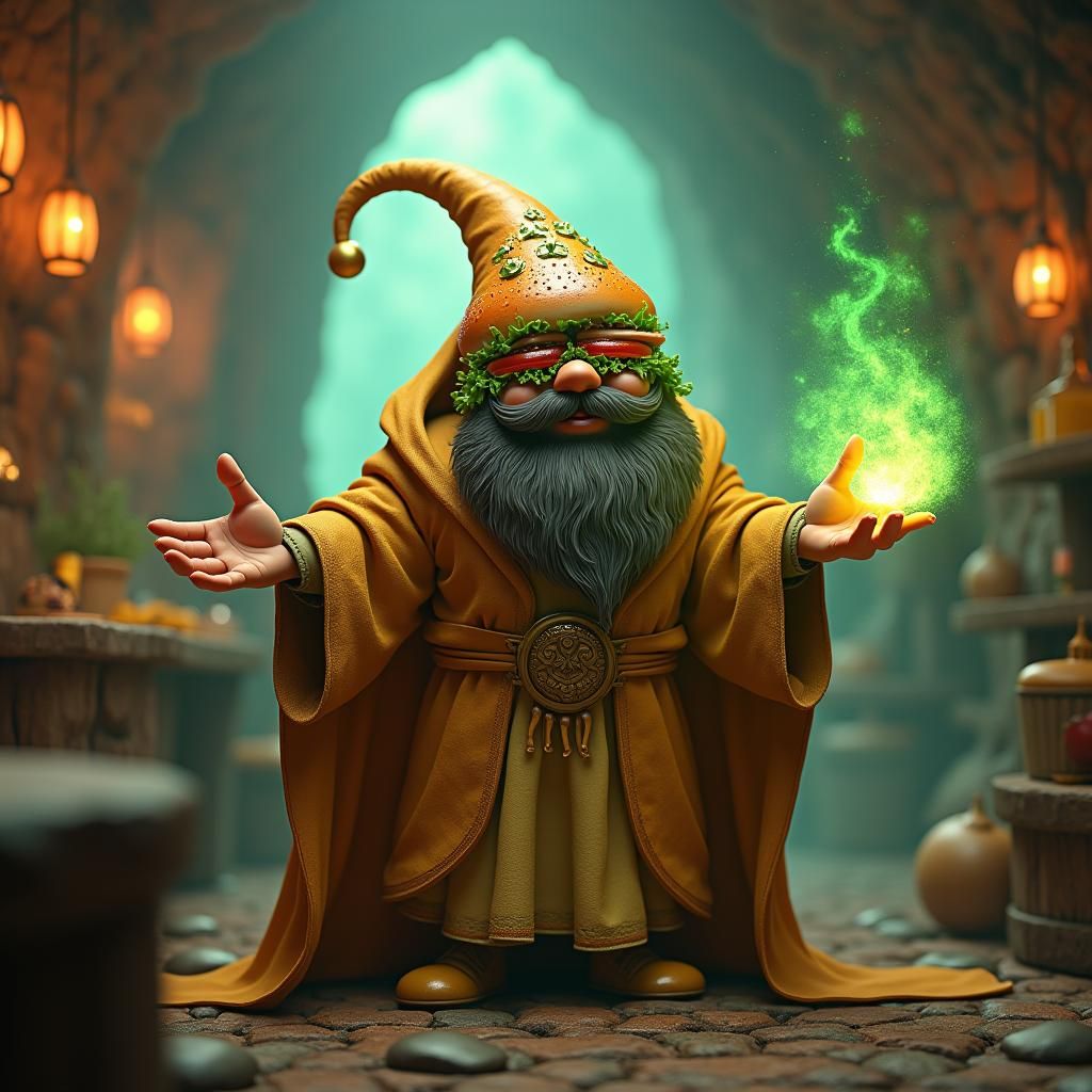 Burger Wizard Summoning a Burger Demon: Concept Art