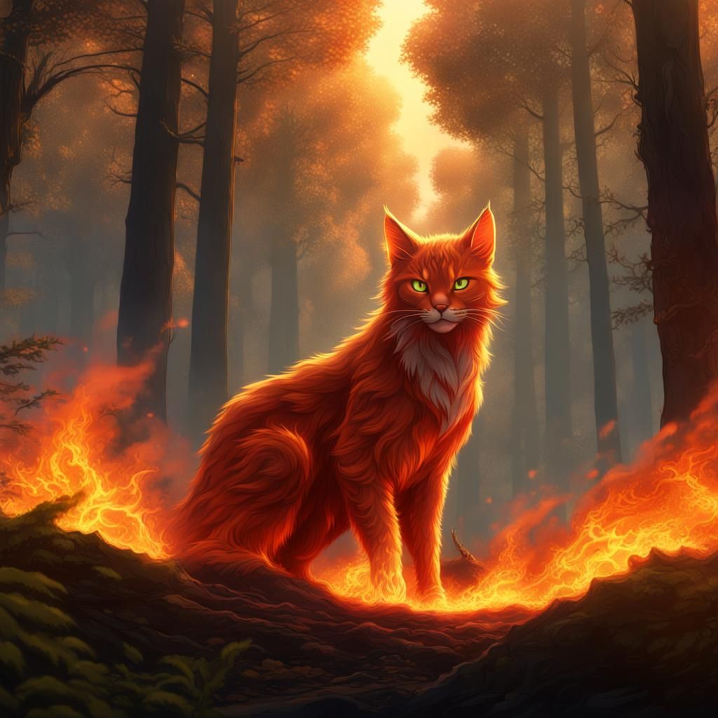Forest Fire in a Fantastical Digital Painting