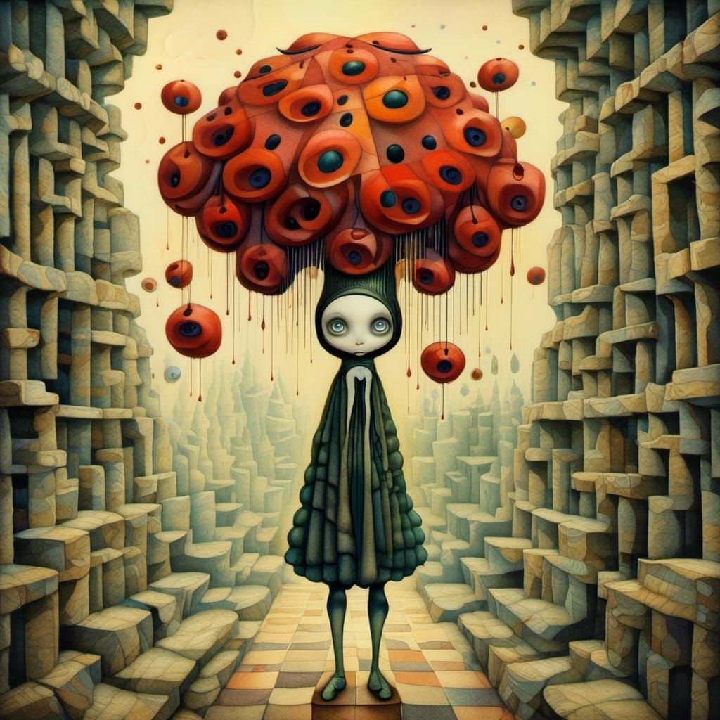 Envy: Surreal Storybook Illustration in Watercolor Style