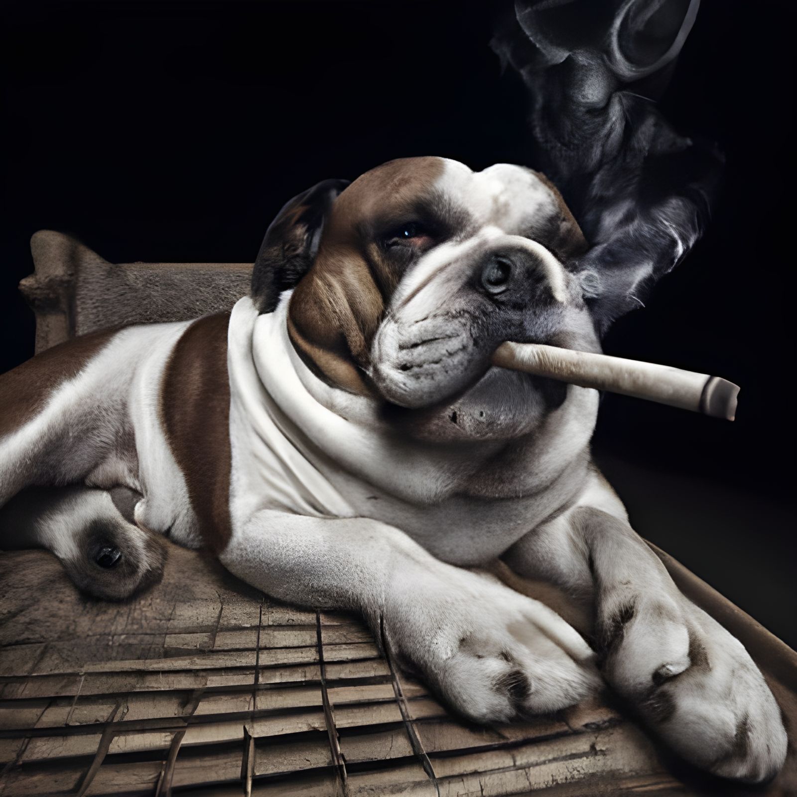 Bulldog's Poker Night: A Canine Portrait