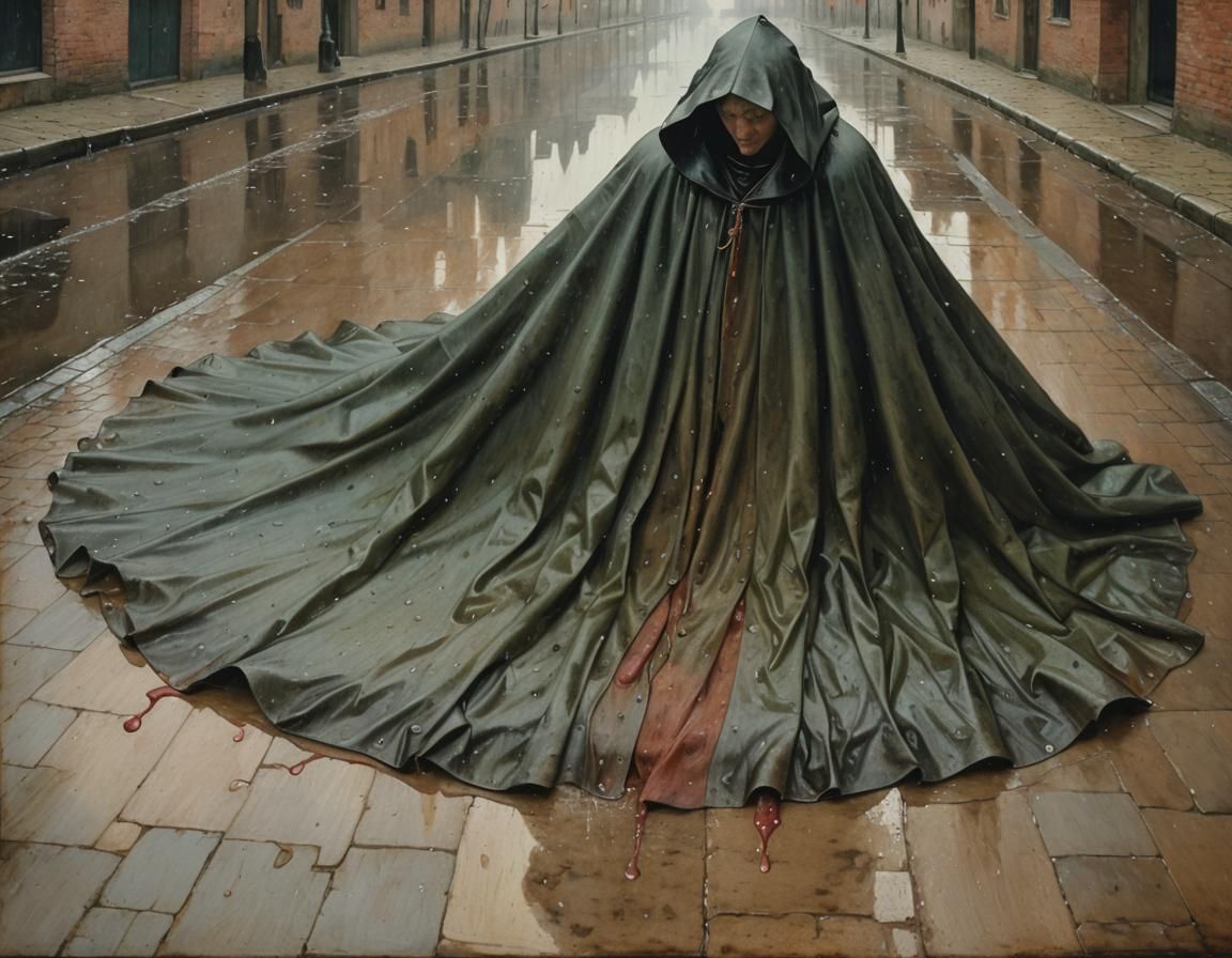Rainy Medieval Cloak in the Style of Bosch