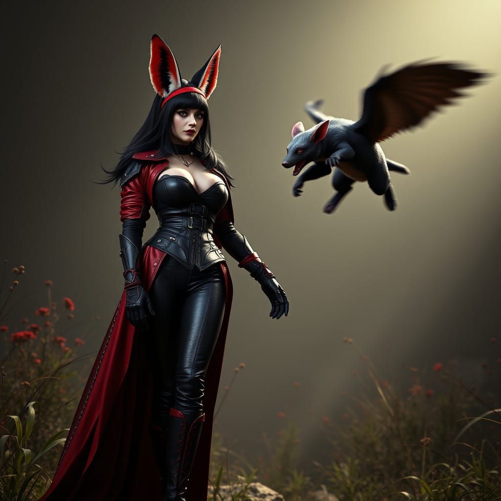 Regal Goth Queen in Cyberpunk Aesthetic