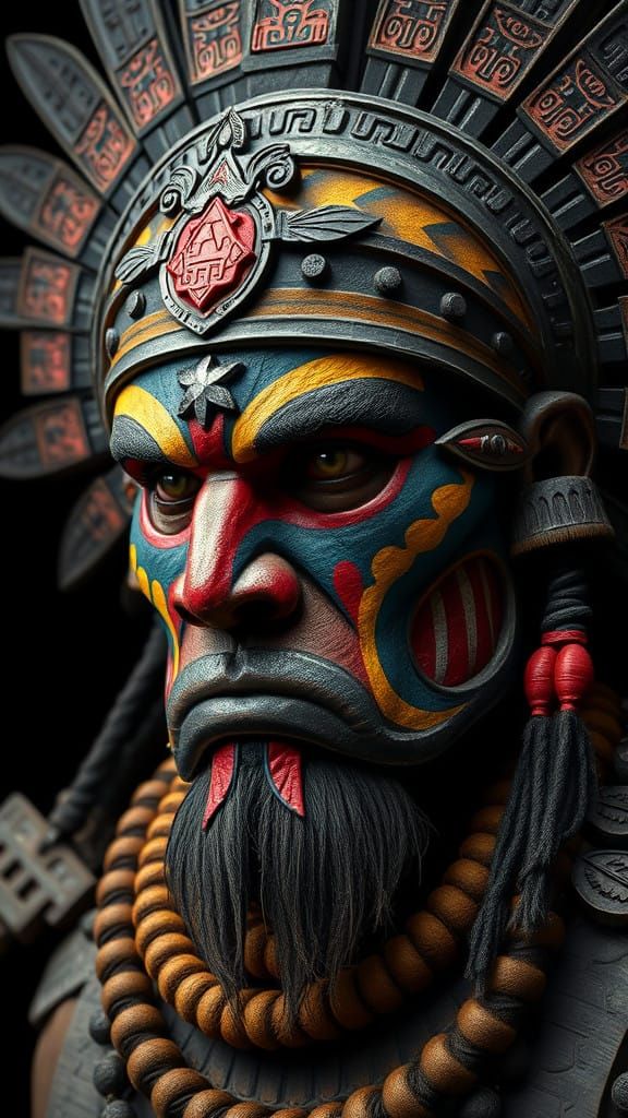 Stunning Hyper-Realistic Aztec Warrior Portrait in Photoreal...