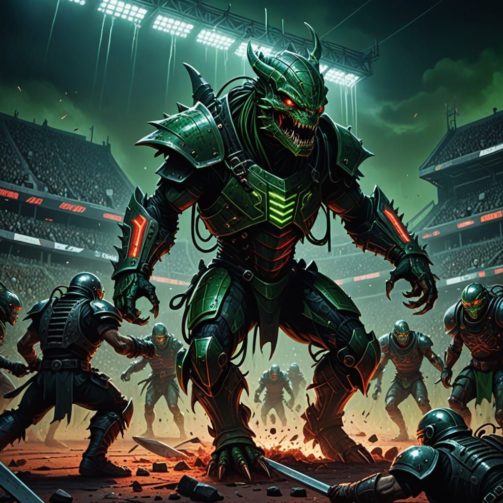 Gruesome Gridiron Match in Dark, Retro-Futuristic Nightmare