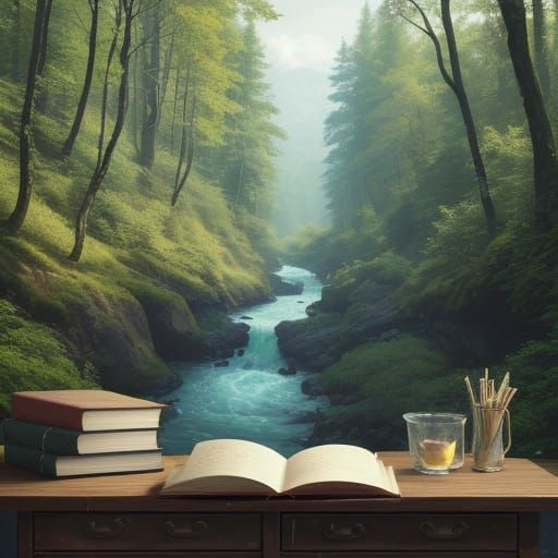 Open Book Reveals Forest Landscape