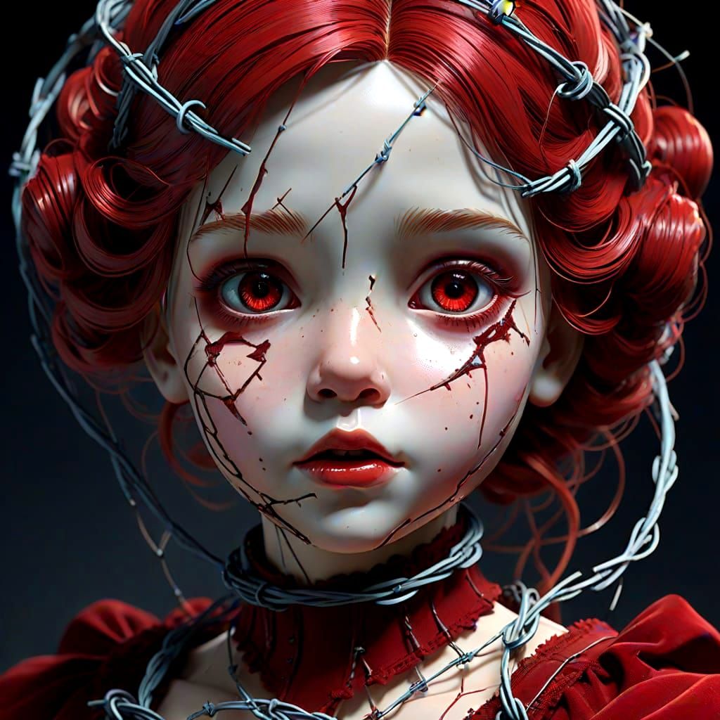 Disturbing Shattered Porcelain Doll Portrait