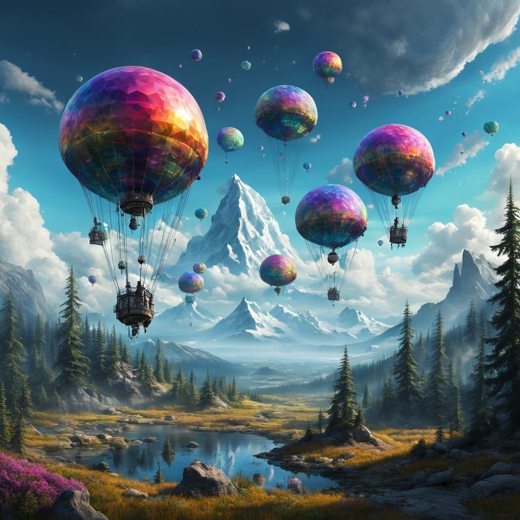 Dreamlike Rainbow Cubes in Ethereal Cloudscape