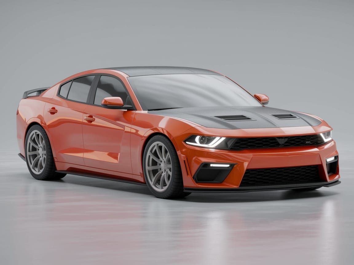 Modern American Sedan in Studio Showroom