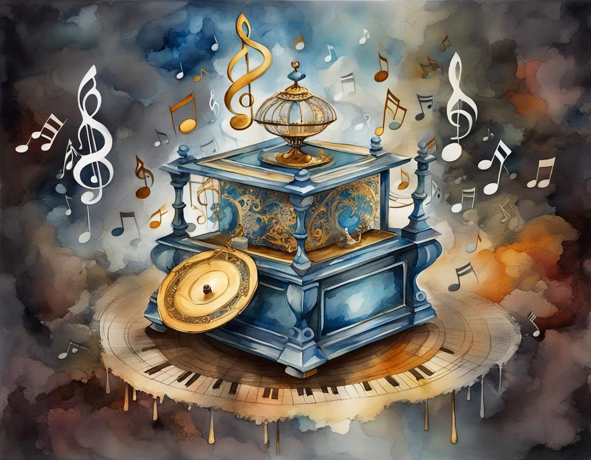 Music Box Dancers in Watercolor Abstract