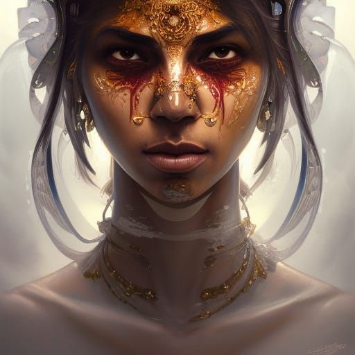 Wrathful Kali Portrait in Hyperdetailed Style