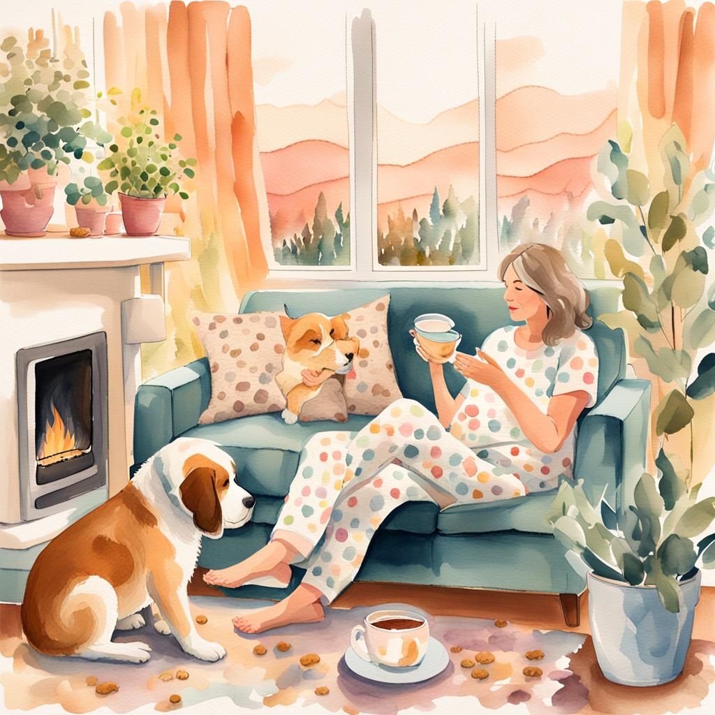 Cozy Tea Time: Whimsical Watercolor Portrait