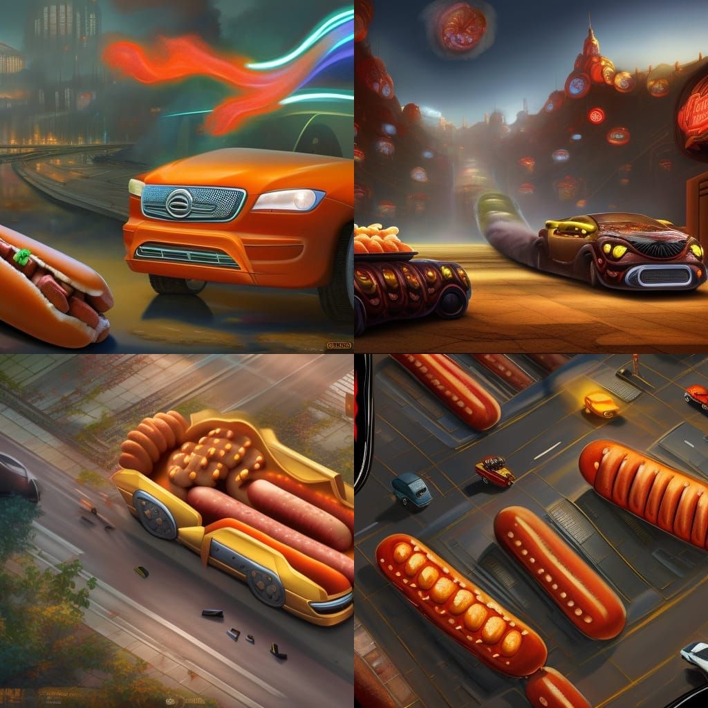 Hot Dog Car in Detailed Matte Painting