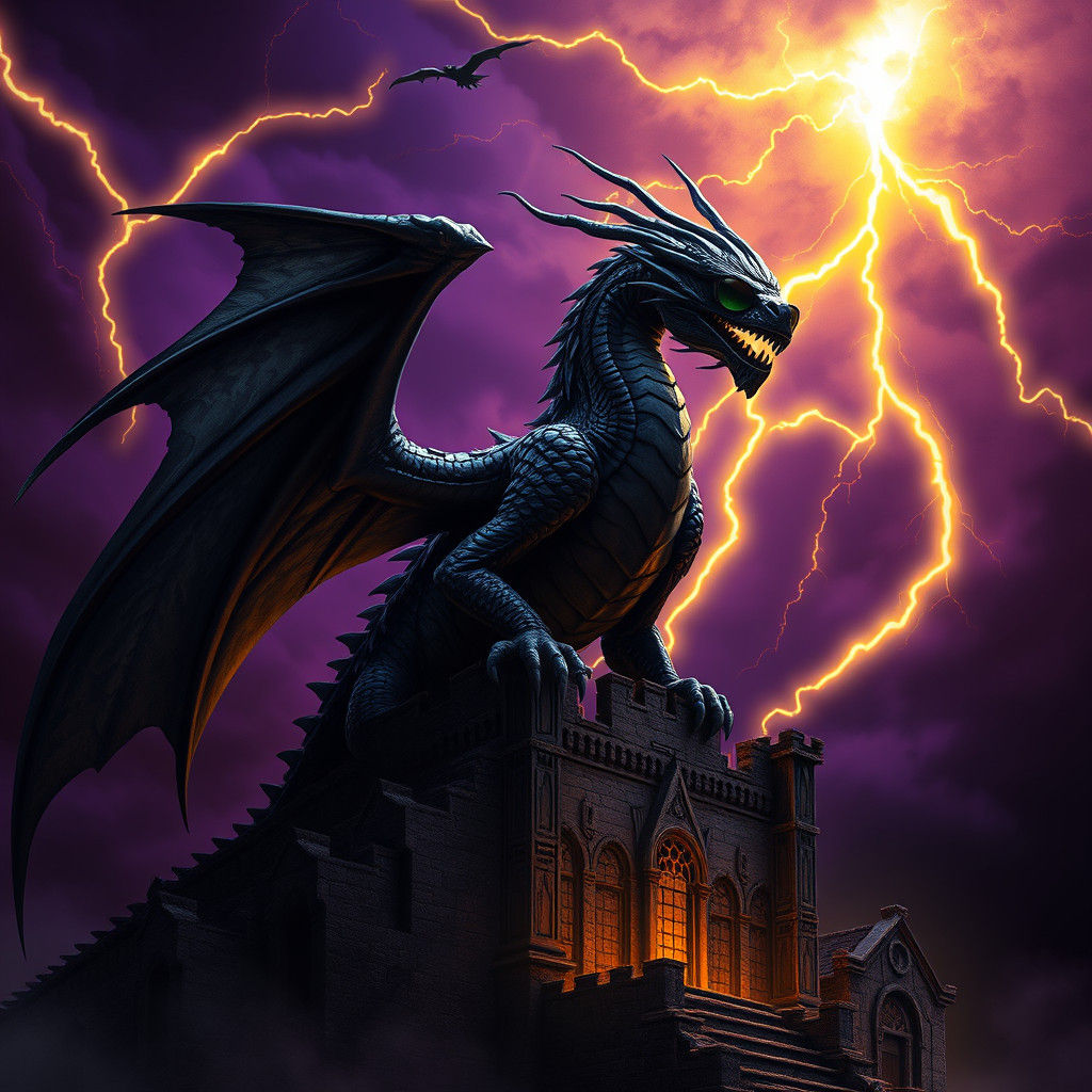 Shadow Dragon in Sunglasses Art Nouveau Style